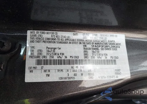 2015 Ford Focus Se from USA, damaged, VIN 1FADP3F28FL356202